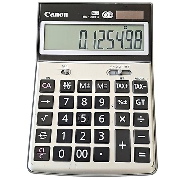 Canon HS-1000TG Large Print 10- Digit Desktop Calculator Gray Silver 7" x 5" - Picture 1 of 4
